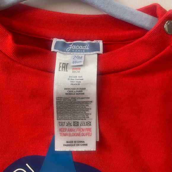 Jacadi Red Sweatshirt 24 Months / 88 cm / 34 inches tall - Picture 2 of 3